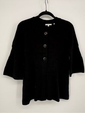 VINCE Sweater Black Button-Up Cashmere with Bell Sleeves Size Small